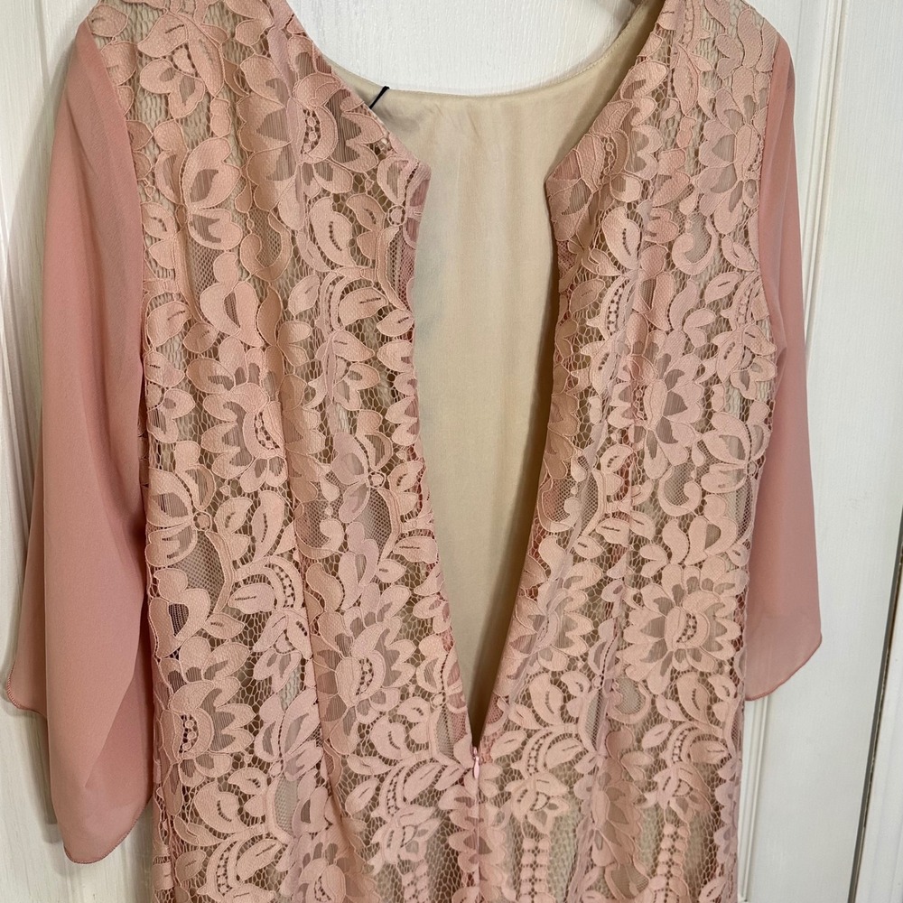 COOAN Women Pink Floral Lace Chiffon Sleeve Cocktail Party Dress Large Y-01-2 - Picture 4 of 11